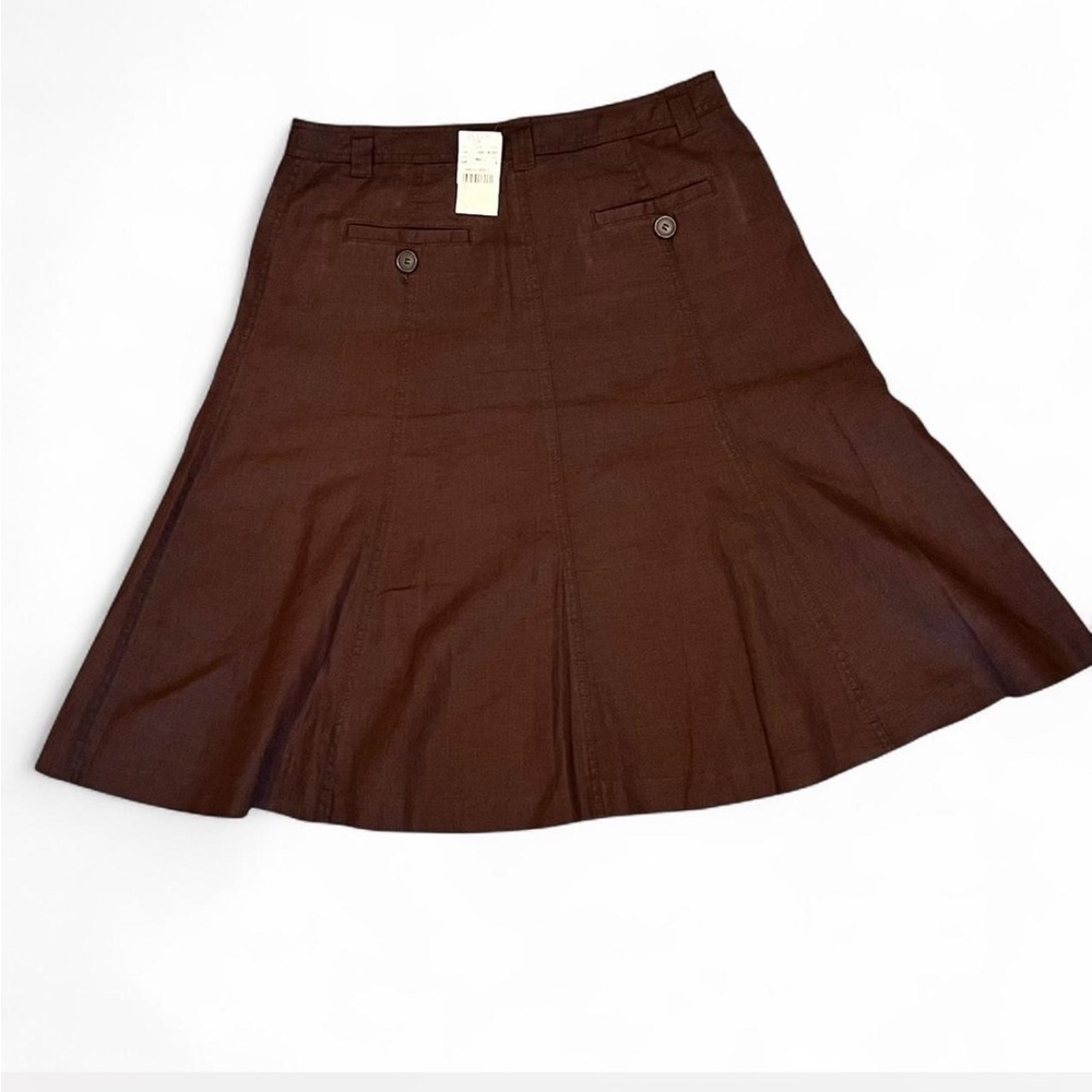 J.CREW- Women's brown linen midi skirt with a boho vibe- Size: 6- NWT.